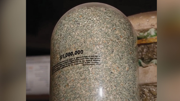 Container filled with one million dollar bills shredded