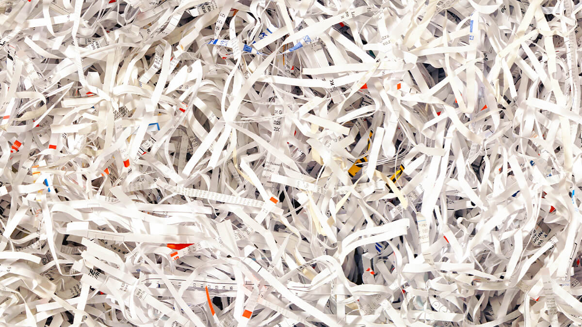 1-800-GOT-JUNK? truck team dropping off large paper bags filled with shredded paper for recycling.